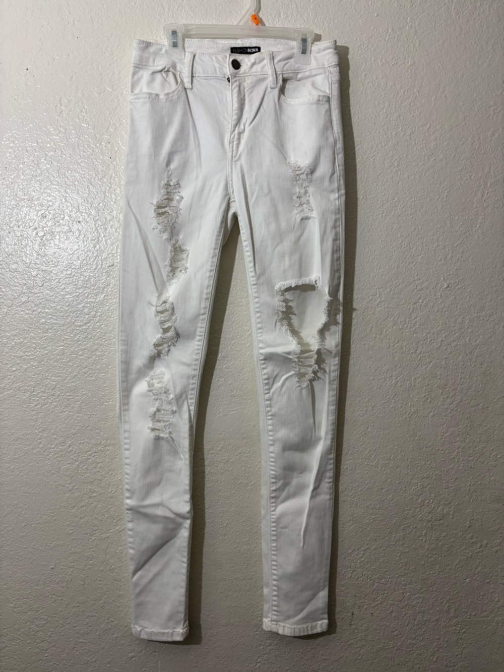 Fashion Nova White Ripped Skinny Jeans